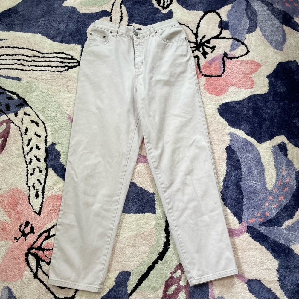 Bill Blass 100% cotton high waisted straight leg jeans stone neutral 6P